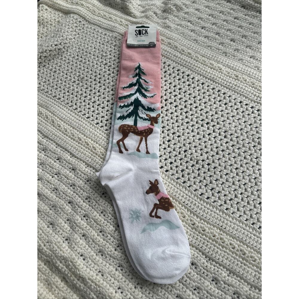 Doe-nt Forget Your Scarf Women Knee High Sock Size 5-10 Sock It To Me Shimmer